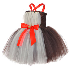 Weihnachten Mädchen Tutu Kleid Tüllkleid Geburstag Festkleid Ärmellos Rentier Kostüm