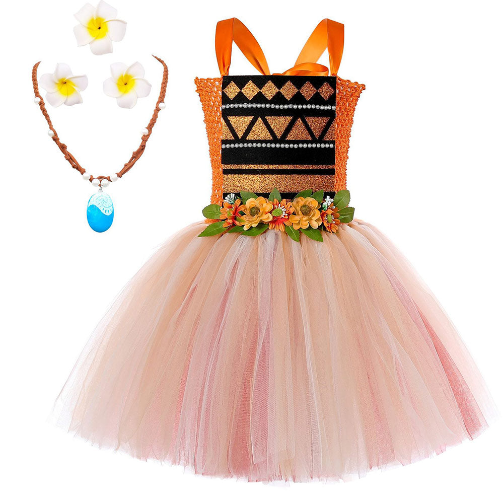 Kinder Mädchen Moana Cosplay Kostüm Outfits tutu Kleid Fantasia Halloween Party