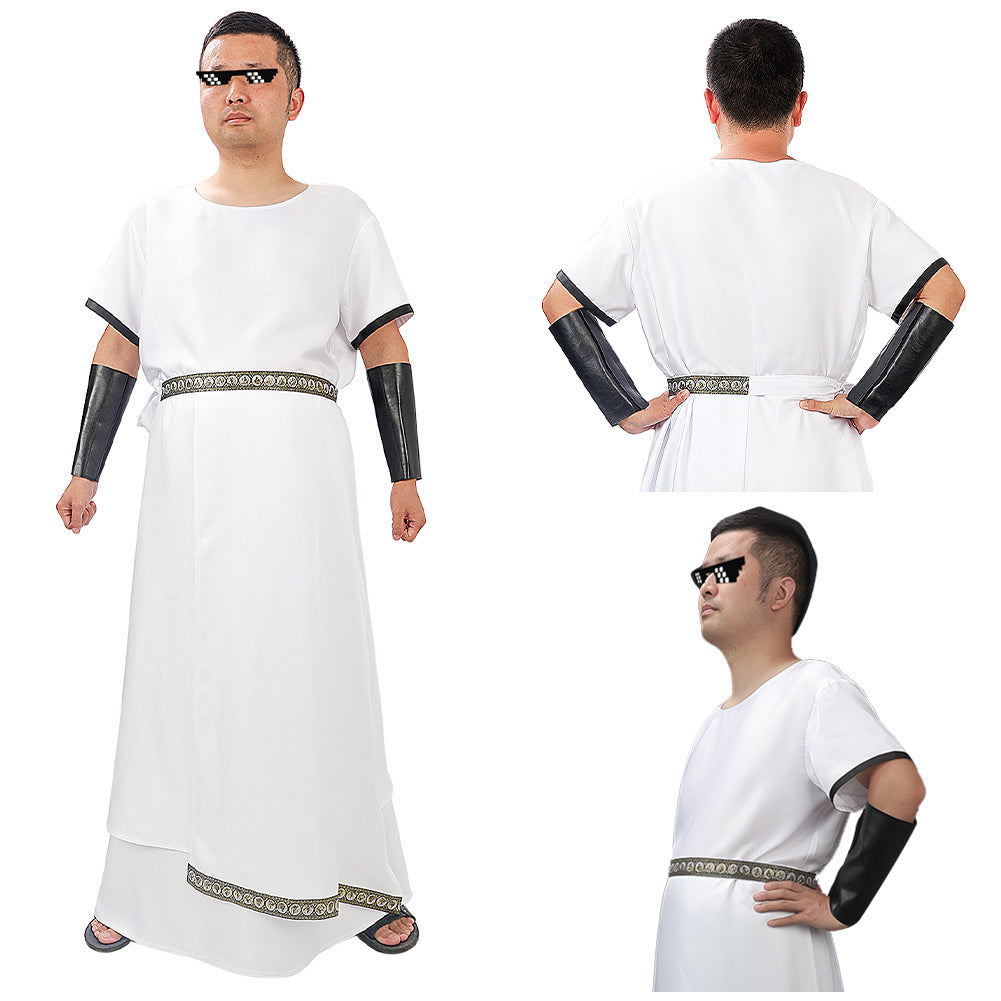 Herren Weiß Griechische Robe Cosplay Kostüm Outfits Halloween Karneval Party Anzug