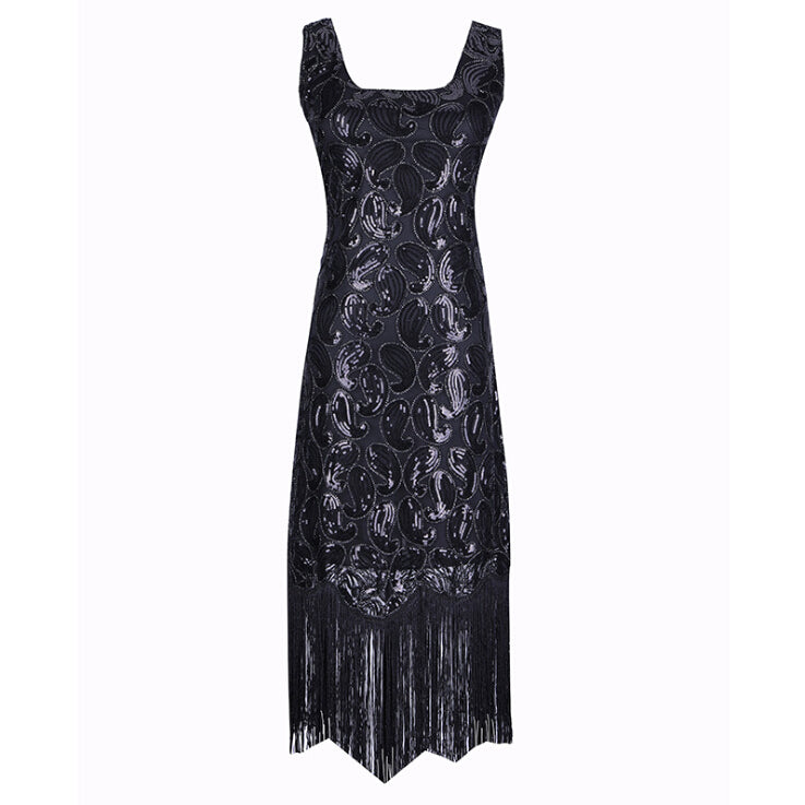 Damen Flapper Kleider Voller Pailletten Retro 1920er Jahre Stil Charleston Kleid V-Ausschnitt Motto Party Damen Kostüm Kleid