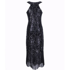 Damen Flapper Kleider Voller Pailletten Retro 1920er Jahre Stil Charleston Kleid V-Ausschnitt Motto Party Damen Kostüm Kleid