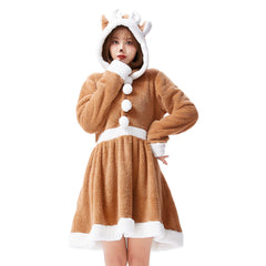 Damen Weihnachten Rentier Schlafkleid Cosplay Kostüm Weihnachtskleid