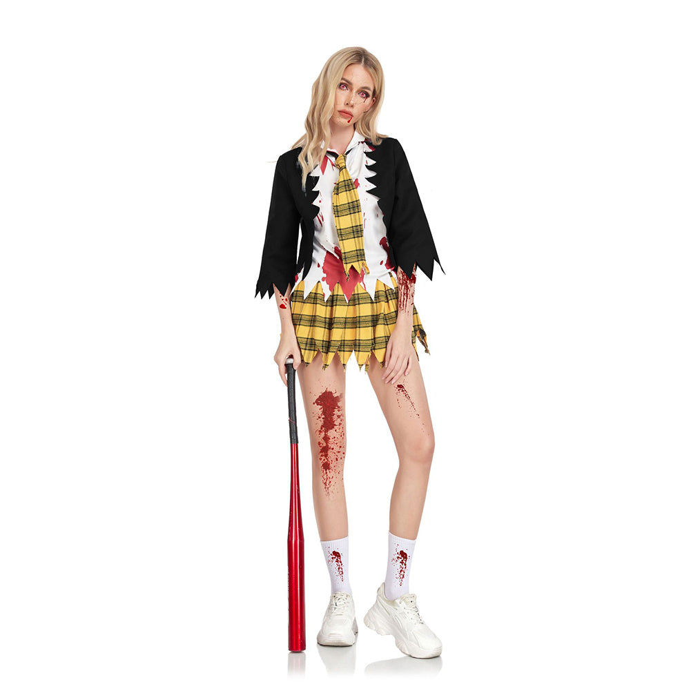 Damen Campus Zombies Cosplay Kostüm Outfits Halloween Karneval Anzug