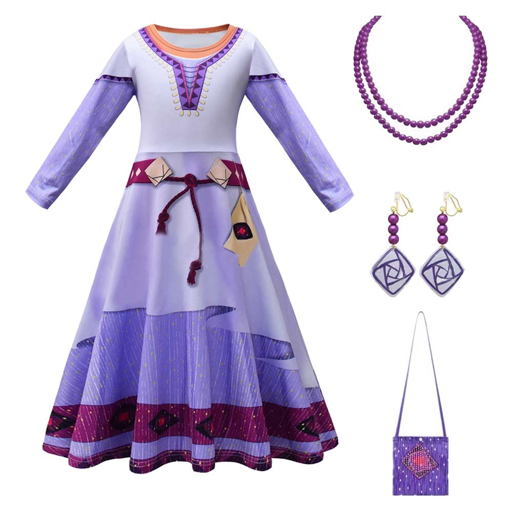 Kinder Mädchen Film 2023 Wish Asha Kleid Cosplay Kostüm Outfits