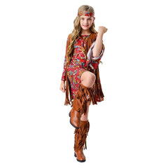 Kinder Mädchen Hippie Cosplay Kostüm Outfits Halloween Karneval Anzug