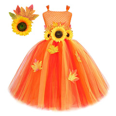 Kinder Mädchen Sonnenblume Prinzessin TUTU Kleid Rock Cosplay Kostüm Outfits