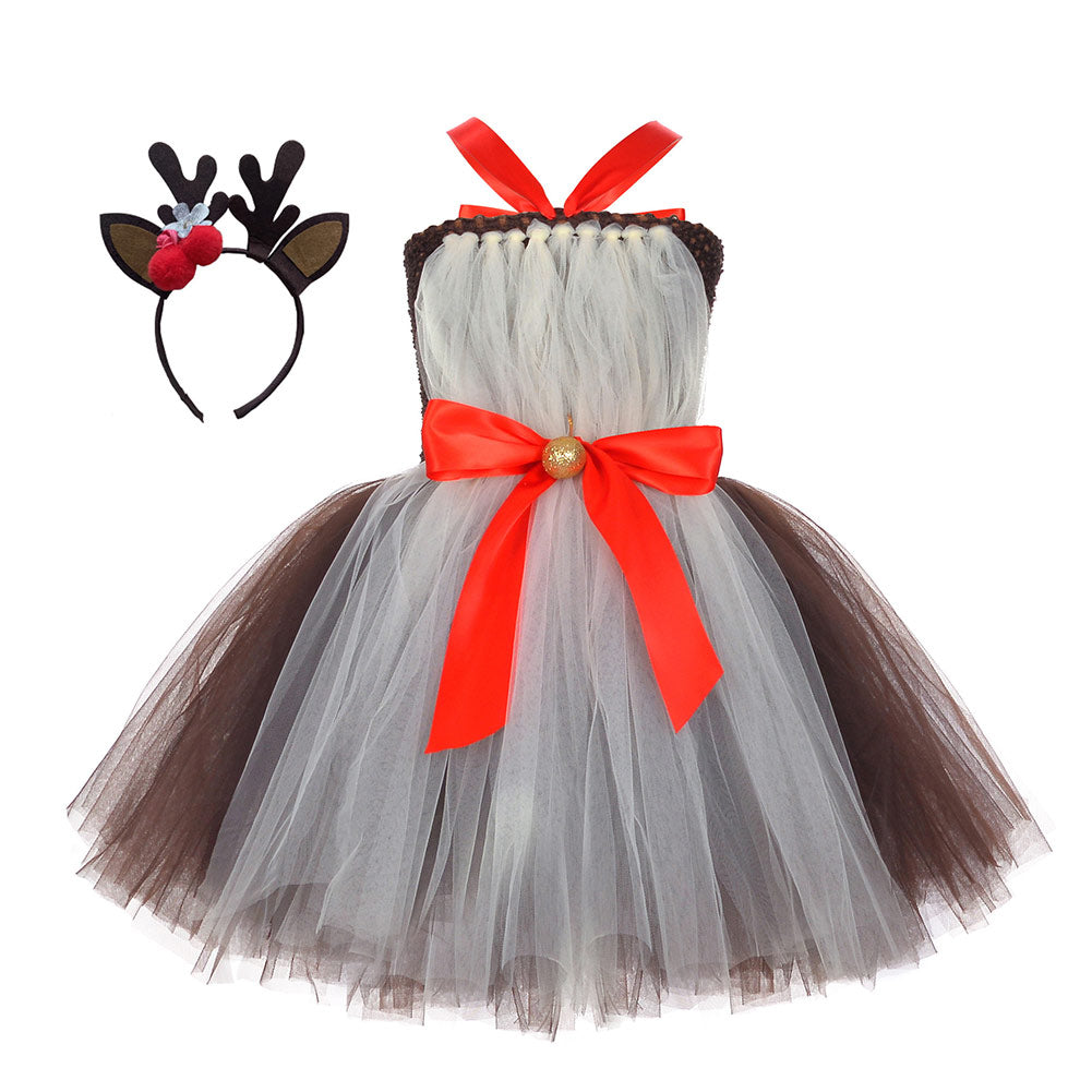 Kinder Mädchen tutu Kleid Weihnachten Elch Cosplay Kostüm Outfits